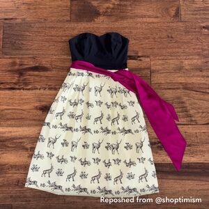 Anthropologie Black and White Strapless Dress